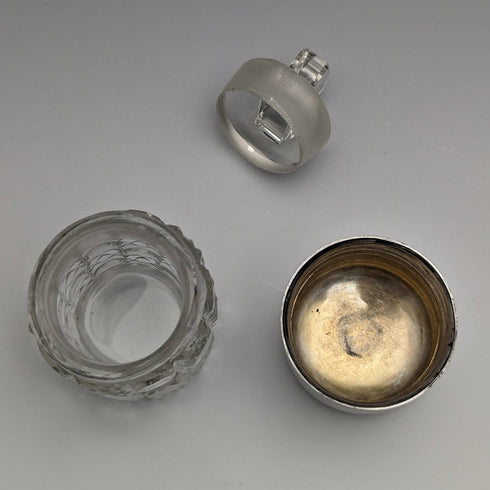 1905年 英国アンティーク カットグラス製 香水瓶 純銀蓋 S Blankensee